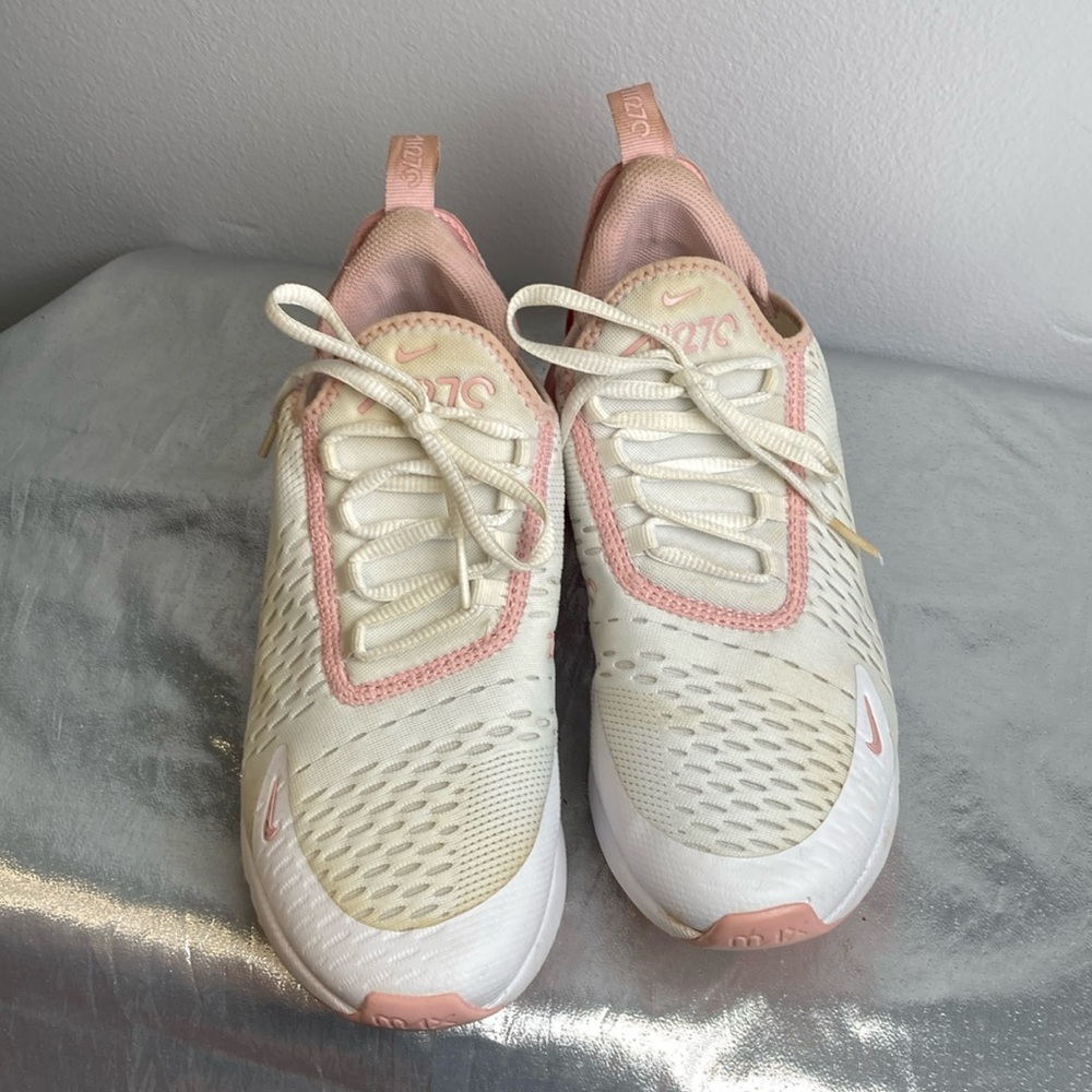 Nike Women's Cream and Pink Sneakers Sz 7Y